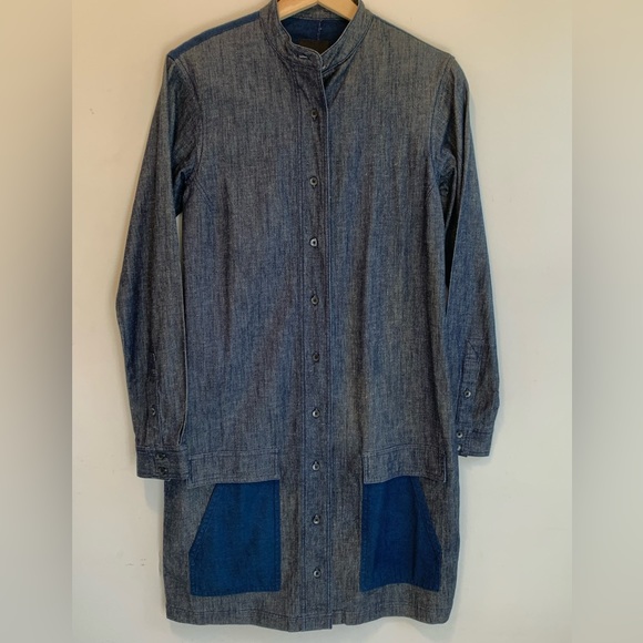 COURSHOP  Unique long lightweight jacket . Blue and grey Cotton.Size :S - Picture 2 of 8